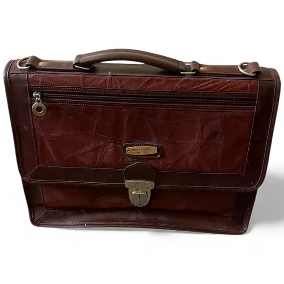 M.C. Vintage GENUINE LEATHER Handbag Briefcase Messenger Patent Leather - Picture 2 of 11